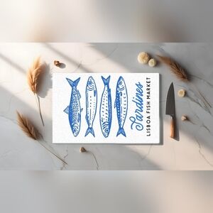 Blue Sardines Cutting Board